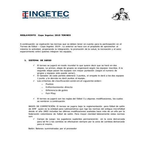 Reglamento TORNEO INGETEC