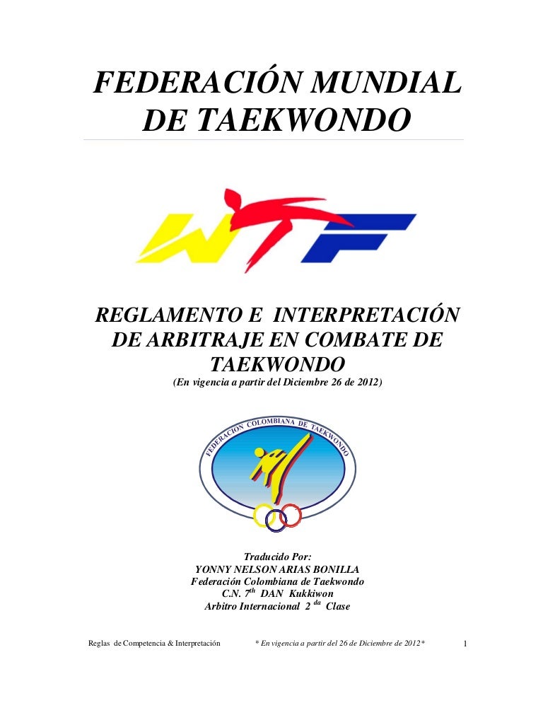 reglamento de combate taekwondo wtf actualizado