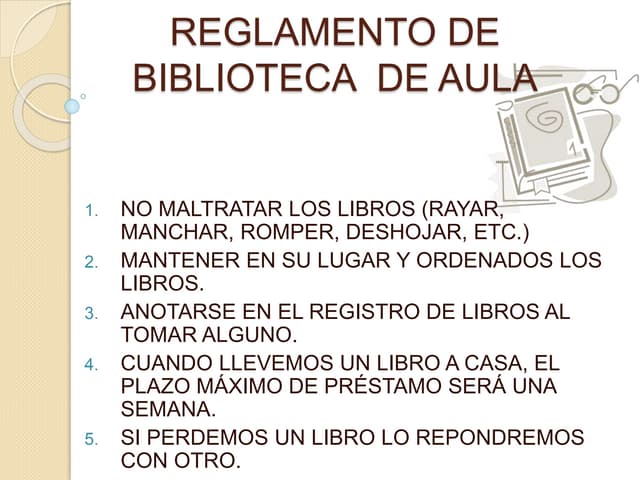Reglamento biblioteca de aula
