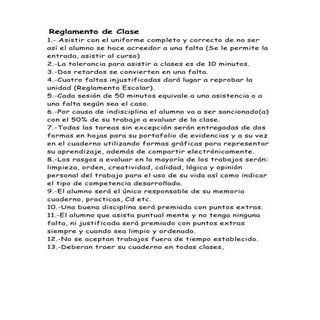 Reglamento de clase