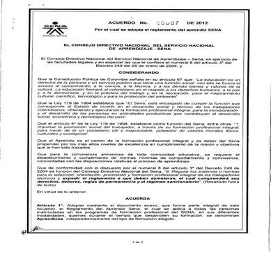 Reglamento del aprendiz sena 