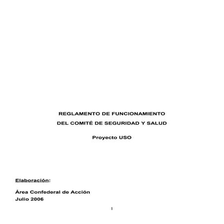 Reglamento del comite de seguridad y salud laboral