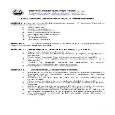 Reglamento del directorio nacional y comité ejecutivo