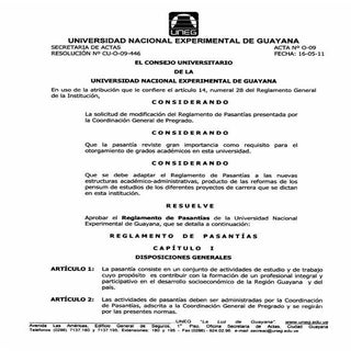 Reglamento de pasantia uneg