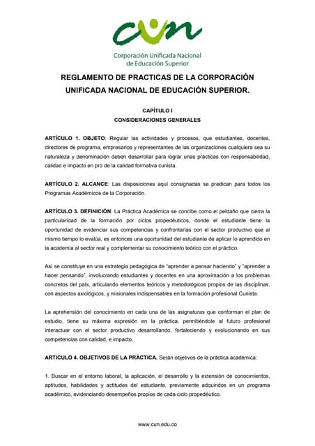 Reglamento de prácticas