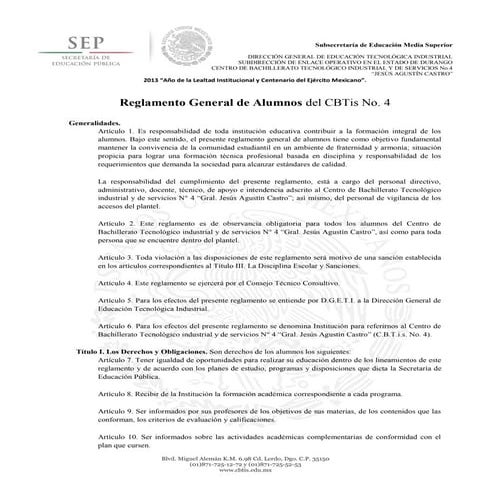 Reglamento Escolar 2014