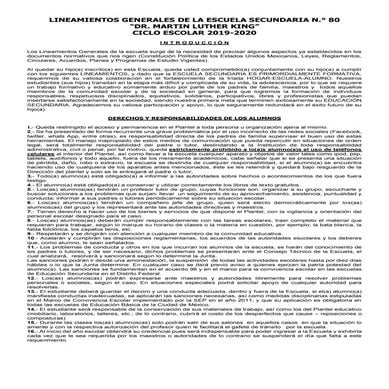 Reglamento  escolar sec. 80 ciclo 2019   2020