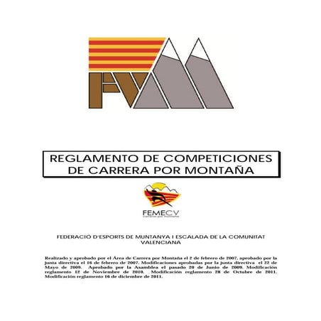 Carreras Montaña Valencia 2012: Reglamento Federacion Valenciana Montañismo