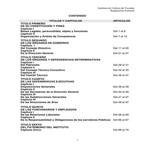 REGLAMENTO INSTITUTO DE CULTURA DE YUCATAN