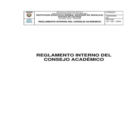 Reglamento Interno Consejo AcadéMico Ienss | PDF