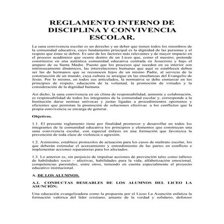 Reglamento interno de disciplina y convivencia escolar