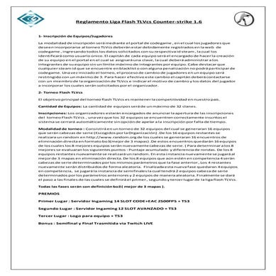 Reglamento  liga flash tl vcs