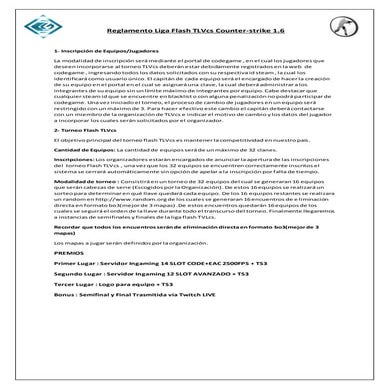 Reglamento  liga flash tl vcs