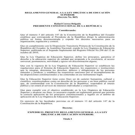 La ley orgánica de educación superior,en Ecuador | PPTX