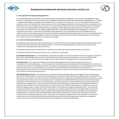 Reglamento nationals divisions counter strike code game