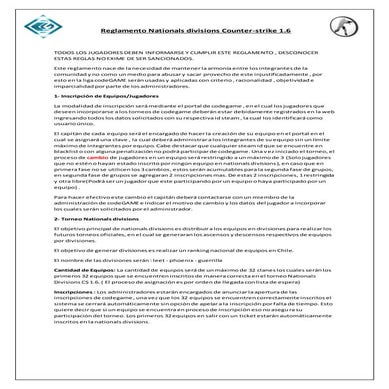 Reglamento nationals divisions counter strike code game