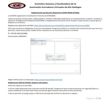 Reglamento particular dtm