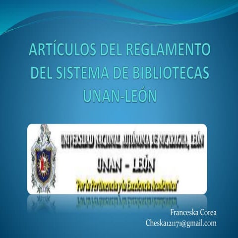 REGLAMENTO DE SISTEMA DE BIBLIOTECAS UNAN-LEÓN 