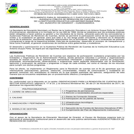 Reglamento Rendición de Cuentas