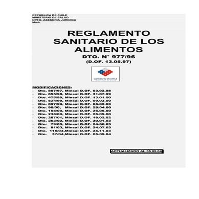 Reglamento sanitario de los alimentos