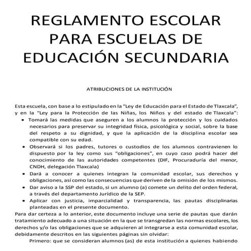 Reglamento secundarias 