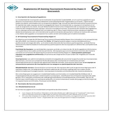 Reglamento SP Gaming Tournament Overwatch