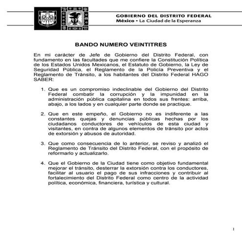 Bando 23 emitido en el gobierno de AMLO