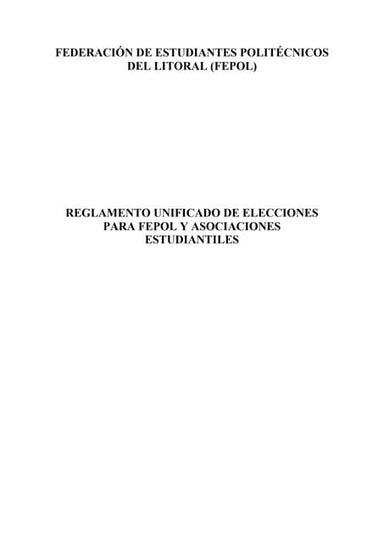 Reglamento unificado de elecciones estudiantiles - ESPOL