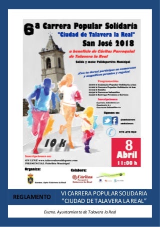 Reglamento VI Carrera Popular Solidaria Talavera 2018