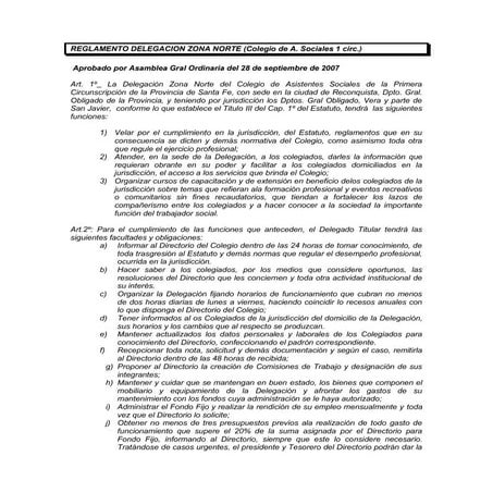 Reglamento Delegación Zona Norte