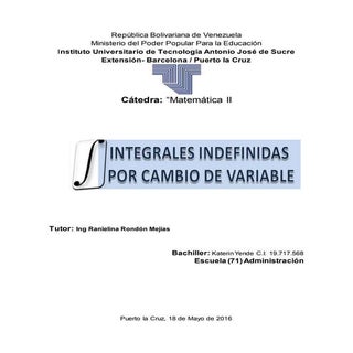 INTEGRALES INDEFINIDAS POR CAMBIO D...