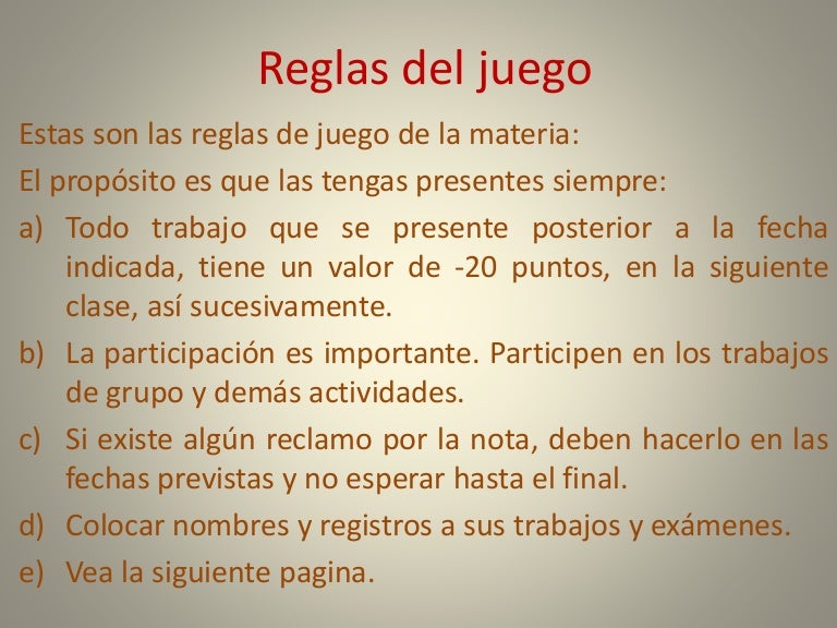 Reglas del juego