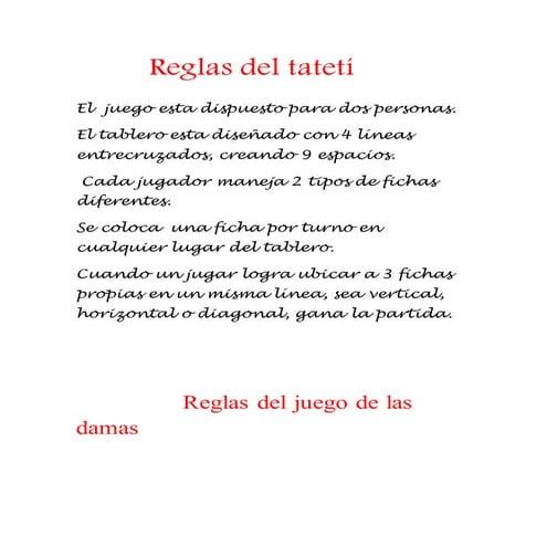 Reglas del tatetí