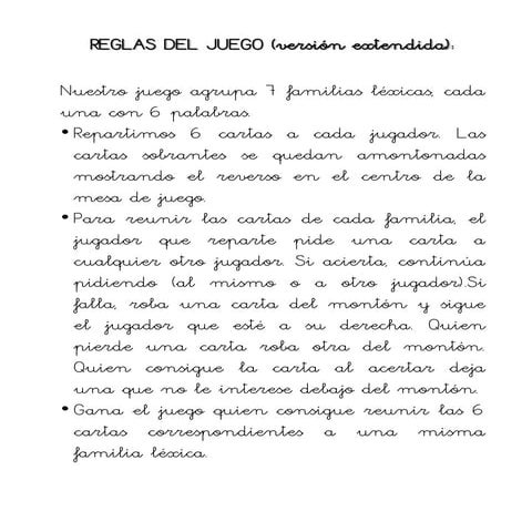 Reglas familias léxicas