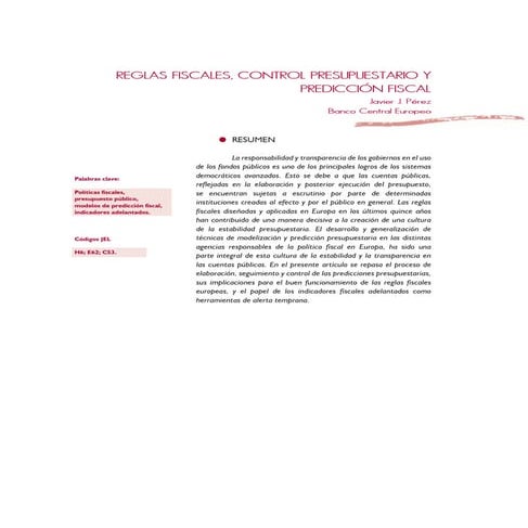 Reglas fiscales, control presupuestario y predicción fiscal