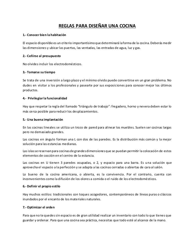 Reglas para diseñar una cocina