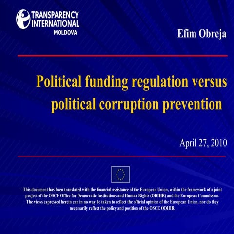 Efim Obreja, Legal Expert, Transparency International – Moldova - Political f...
