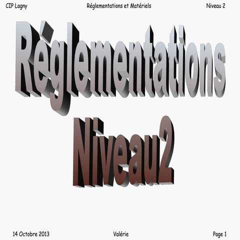 reglementation cours niveau 2 ffessm Plongee | PPT