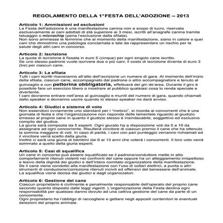 Regolamento della 1
