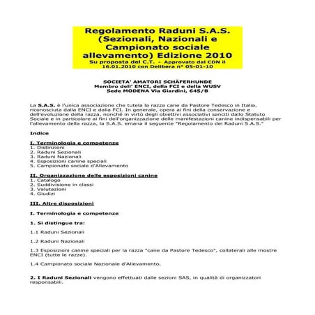 Regolamento raduni sas | PDF