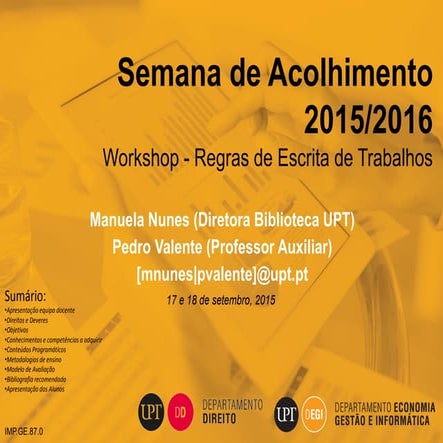 Workshop -Regras de Escrita de Trabalhos