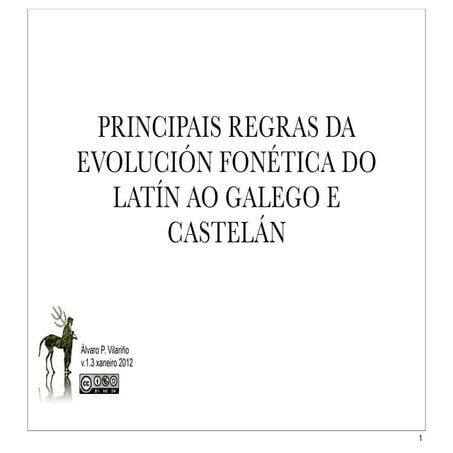 Regras evolución fonética do latín ao galego e castelán.