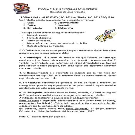 Regras para apresentar um trabalho1