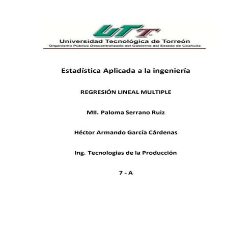 Regresión Lineal  múltiple 