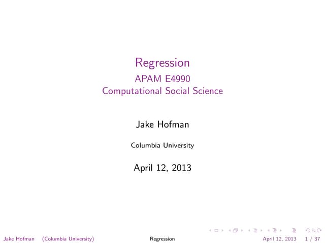 Computational Social Science, Lecture 11: Regression