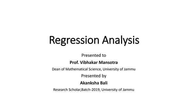 Regression (Linear Regression and Logistic Regression) by Akanksha Bali