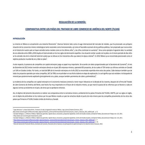 Regulación de la minería: Estudio comparativa entre países del TLCAN