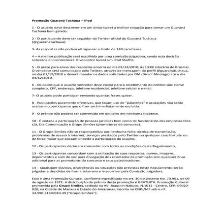 Regulamento - Promoção Guaraná Tuchaua 4