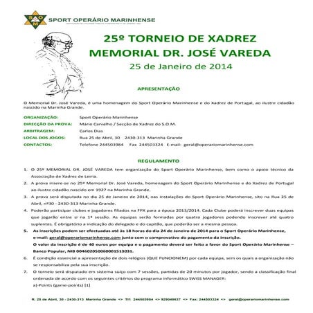 Regulamento 25 memorial 