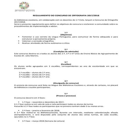 Regulamento Concurso Ortografia
